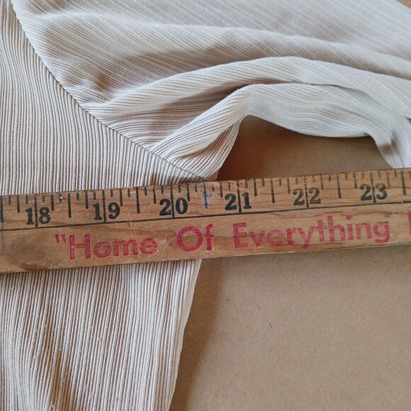 Shein Curve Beige Ribbed Long Sleeve Shirt Womens Size 2XL Basic Minimalist - Picture 7 of 8